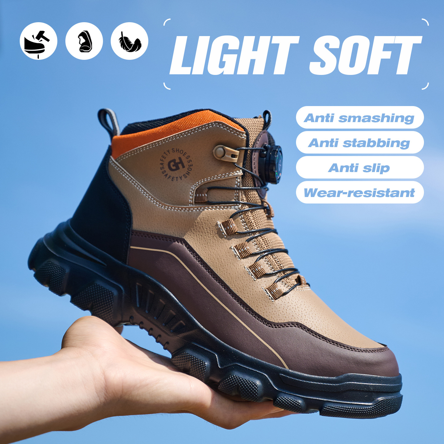 GH-9762 Laceless Rotary-Dial Cross-Border Athletic Work Shoe - GUANGHE Safety Footwear OEM Jinjiang